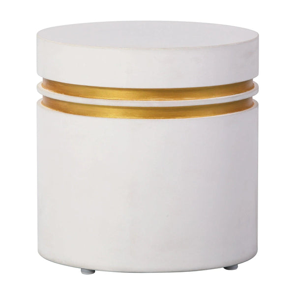 Santori Double Ring Accent Table Short - White Outdoor End table Outdoor Side Tables LOOMLAN By Seasonal Living