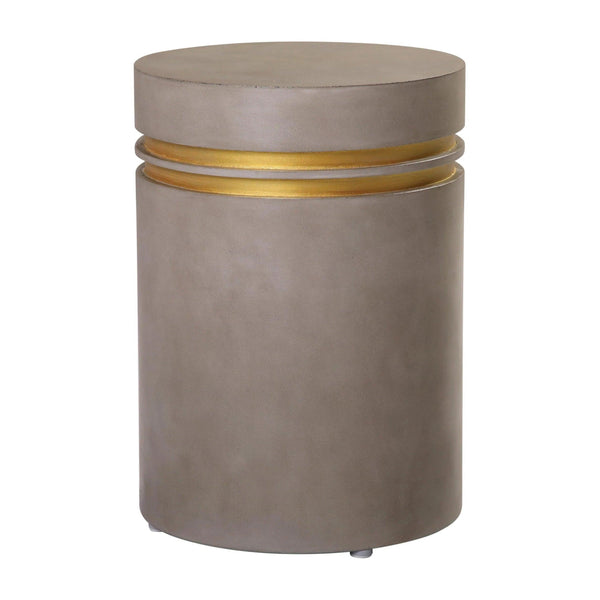 Santori Double Ring Accent Table Tall - Gray/Gold Outdoor End table Outdoor Side Tables LOOMLAN By Seasonal Living