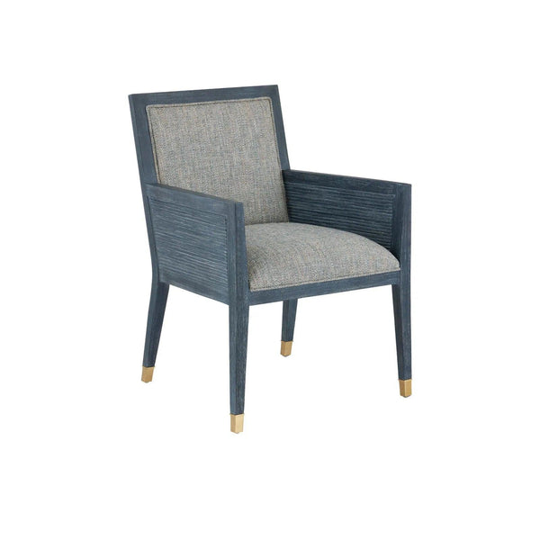 Santos Mahogany and Rattan Vintage Navy Blue Armchair Club Chairs LOOMLAN By Currey & Co