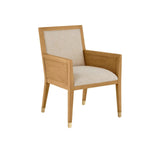 Santos Sea Sand Mahogany and Rattan Beige Armchair Club Chairs LOOMLAN By Currey & Co