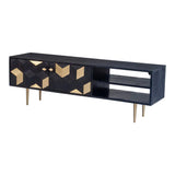 Sapporo Art Deco Black Wood Media Sideboard TV Stand TV Stands & Media Centers LOOMLAN By Moe's Home