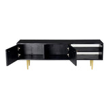 Sapporo Art Deco Black Wood Media Sideboard TV Stand TV Stands & Media Centers LOOMLAN By Moe's Home