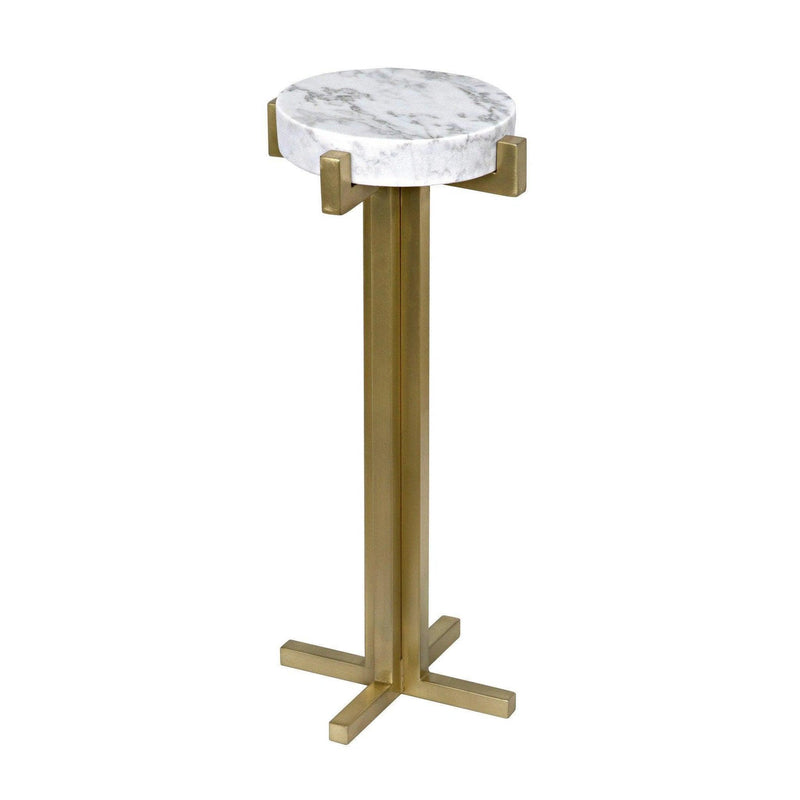 Sardo Steel and Marble Round Side Table Side Tables LOOMLAN By Noir