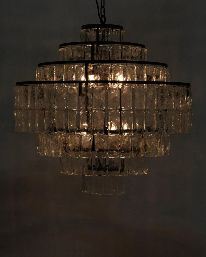 Satellite Black Steel and Glass Chandelier Chandeliers LOOMLAN By Noir