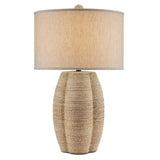 Satin Black Abaca Rope Karnak Table Lamp Barry Goralnick Table Lamps LOOMLAN By Currey & Co