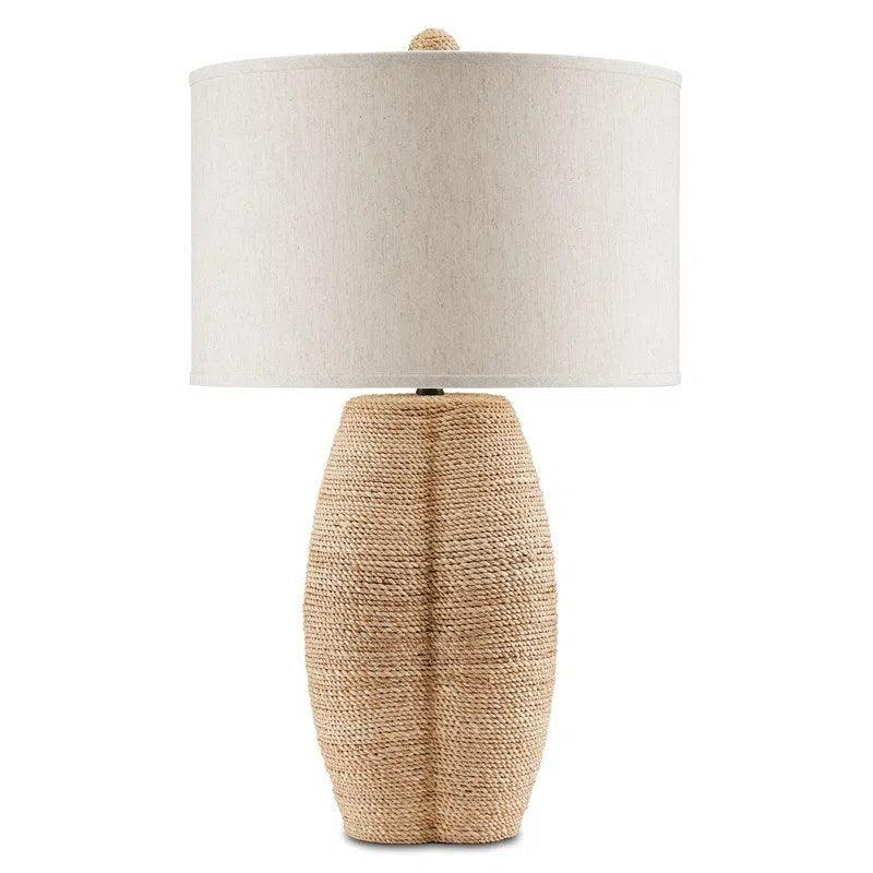 Satin Black Abaca Rope Karnak Table Lamp Barry Goralnick Table Lamps LOOMLAN By Currey & Co