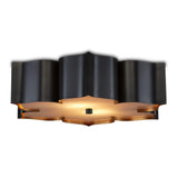 Satin Black Gold Grand Lotus Black Flush Mount Flush Mounts LOOMLAN By Currey & Co