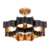 Satin Black Gold Leaf Grand Lotus Black Small Chandelier Chandeliers LOOMLAN By Currey & Co