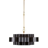 Satin Black Gold Leaf Grand Lotus Black Small Chandelier Chandeliers LOOMLAN By Currey & Co