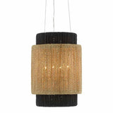 Satin Black Natural Black Smoke wood Viewforth Chandelier Chandeliers LOOMLAN By Currey & Co