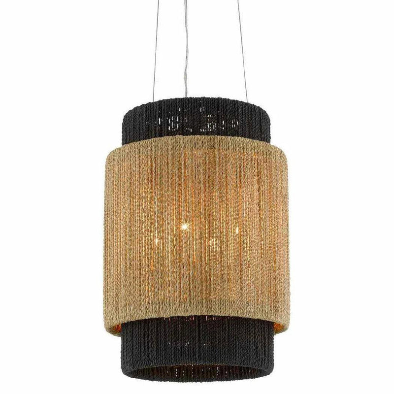 Satin Black Natural Black Smoke wood Viewforth Chandelier Chandeliers LOOMLAN By Currey & Co