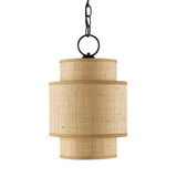 Satin Black Natural Mathias Natural Pendant Pendants LOOMLAN By Currey & Co