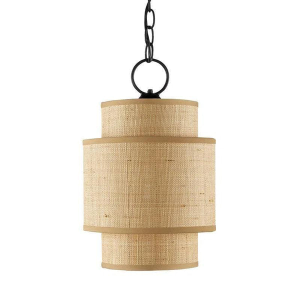 Satin Black Natural Mathias Natural Pendant Pendants LOOMLAN By Currey & Co