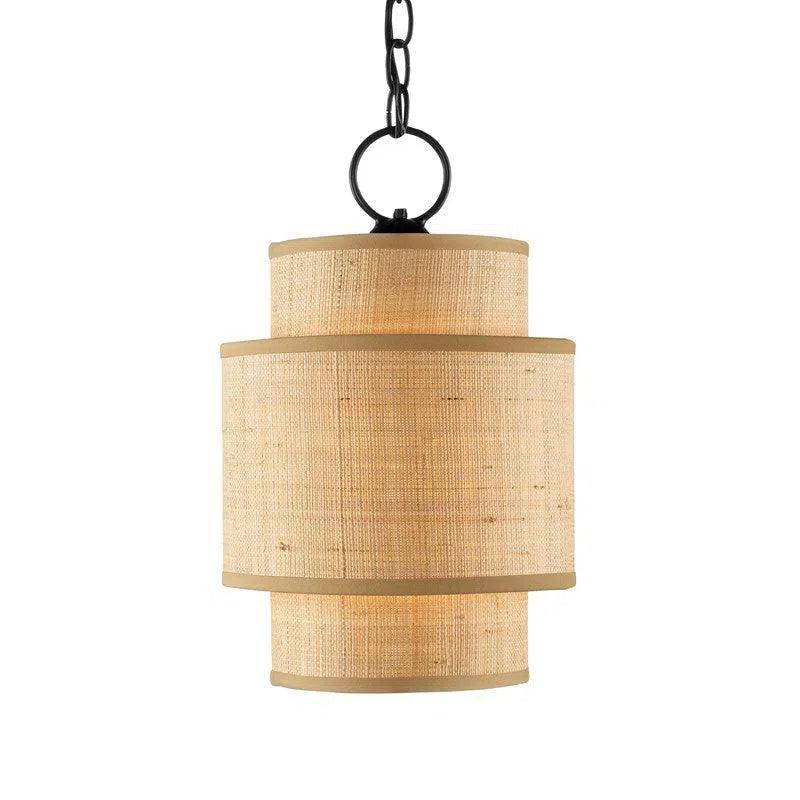 Satin Black Natural Mathias Natural Pendant Pendants LOOMLAN By Currey & Co