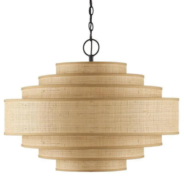 Satin Black Natural Maura Natural Chandelier Chandeliers LOOMLAN By Currey & Co