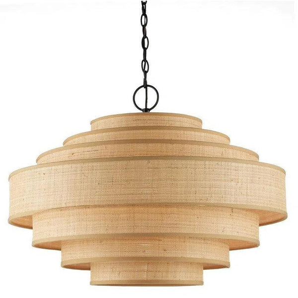 Satin Black Natural Maura Natural Chandelier Chandeliers LOOMLAN By Currey & Co