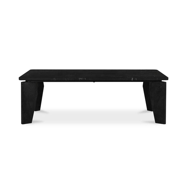 Satona Marble and Acacia Wood Black Rectangular Coffee Table Coffee Tables LOOMLAN By Moe's Home