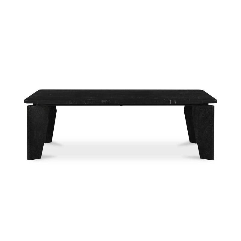 Satona Marble and Acacia Wood Black Rectangular Coffee Table Coffee Tables LOOMLAN By Moe's Home