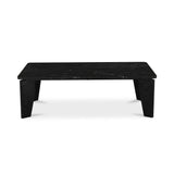 Satona Marble and Acacia Wood Black Rectangular Coffee Table Coffee Tables LOOMLAN By Moe's Home