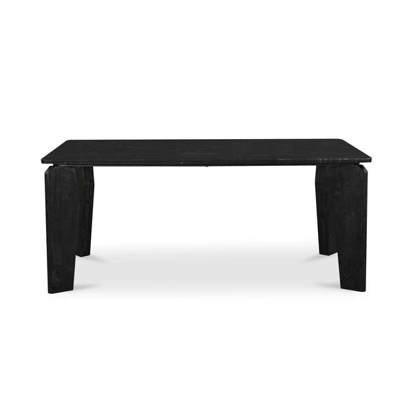 Satona Marble and Acacia Wood Black Rectangular Dining Table Dining Tables LOOMLAN By Moe's Home