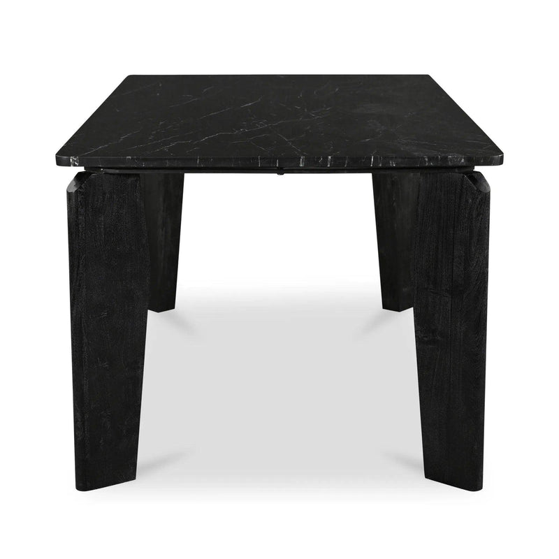 Satona Marble and Acacia Wood Black Rectangular Dining Table Dining Tables LOOMLAN By Moe's Home