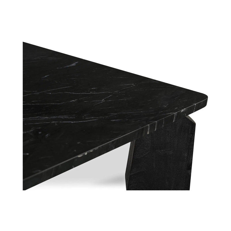 Satona Marble and Acacia Wood Black Rectangular Dining Table Dining Tables LOOMLAN By Moe's Home