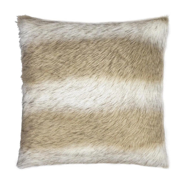 Savage Faux Fur Tan Taupe Large Throw Pillow With Insert Throw Pillows LOOMLAN By D.V. Kap