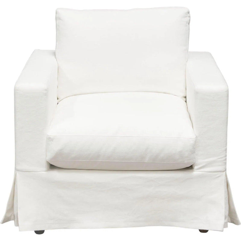 Savannah Slip-Cover Chair in White Natural Linen Sofas & Loveseats LOOMLAN By Diamond Sofa