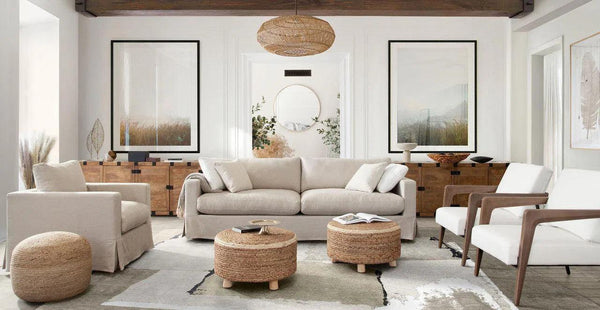 Savannah Slip-Cover Sofa in Sand Natural Linen Sofas & Loveseats LOOMLAN By Diamond Sofa