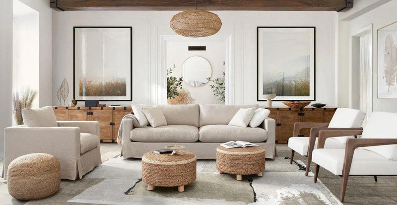 Savannah Slip-Cover Sofa in Sand Natural Linen Sofas & Loveseats LOOMLAN By Diamond Sofa