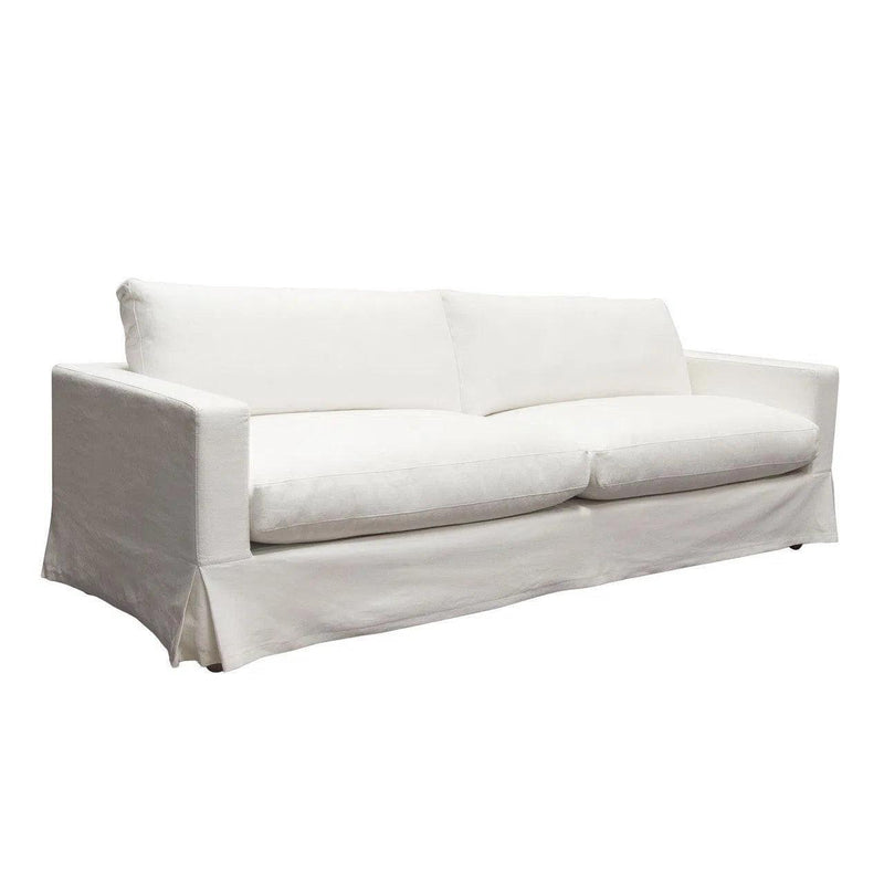 Savannah Slip-Cover Sofa in White Natural Linen Sofas & Loveseats LOOMLAN By Diamond Sofa