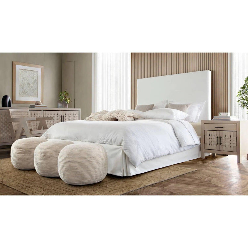 Savannah White Linen Upholstered Bed Frame Beds LOOMLAN By Diamond Sofa