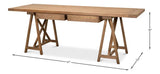 Sawhorse Desk Natural Polished Old Pine Home Office Desks LOOMLAN By Sarreid