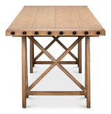 Sawhorse Desk Natural Polished Old Pine Home Office Desks LOOMLAN By Sarreid