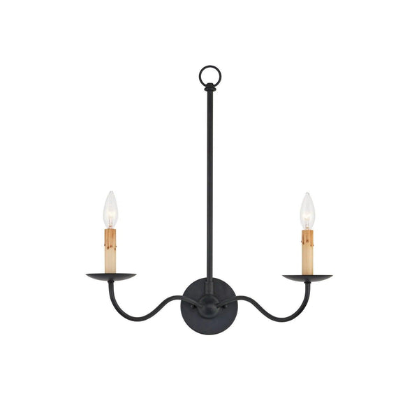 Saxon Double-Light Iron Black Wall Sconce Wall Sconces LOOMLAN By Currey & Co