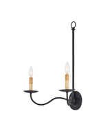 Saxon Double-Light Iron Black Wall Sconce Wall Sconces LOOMLAN By Currey & Co