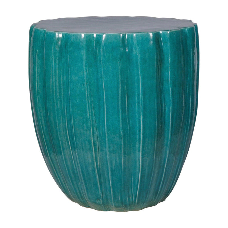 Scallop Stool - Aquamarine Outdoor Stool Outdoor Side Tables LOOMLAN By Seasonal Living