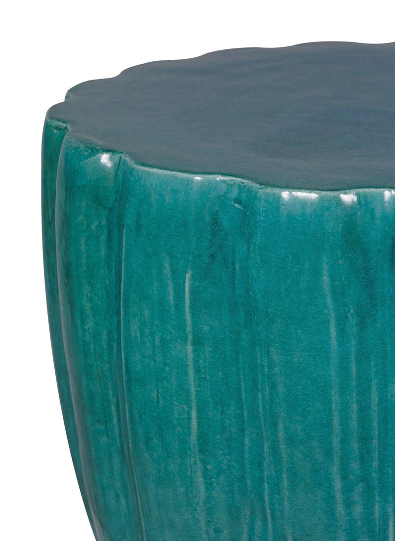 Scallop Stool - Aquamarine Outdoor Stool Outdoor Side Tables LOOMLAN By Seasonal Living