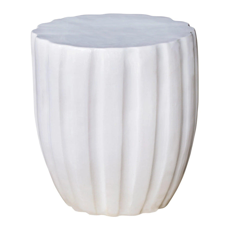 Scallop Stool - Snow White Outdoor Stool Outdoor Side Tables LOOMLAN By Seasonal Living