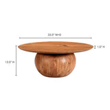 Scandinavian Natural Wood Round Coffee Table Bradbury Coffee Tables LOOMLAN By Moe's Home