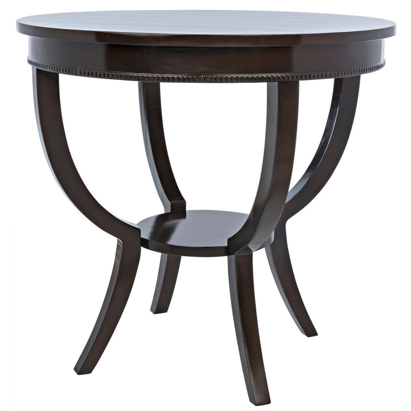 Scheffield Wood Distressed Brown Round End Table Side Tables LOOMLAN By Noir