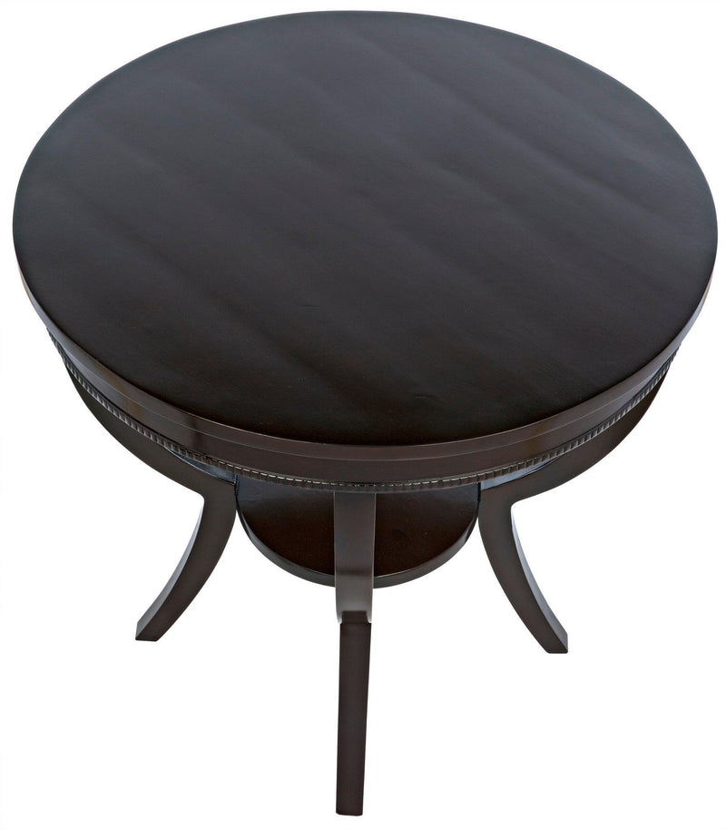 Scheffield Wood Distressed Brown Round End Table Side Tables LOOMLAN By Noir