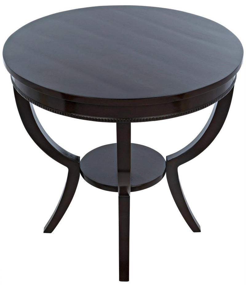 Scheffield Wood Distressed Brown Round End Table Side Tables LOOMLAN By Noir