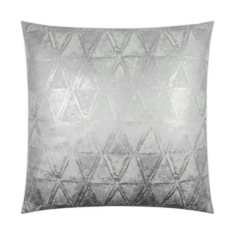 Scheme White Glam Geometric Silver White Large Throw Pillow With Insert Throw Pillows LOOMLAN By D.V. Kap