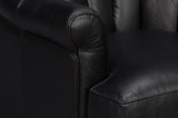 Scoth Wood and Leather Black Swivel Arm Club Chairs LOOMLAN By Sarreid