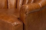 Scoth Wood and Leather Brown Swivel Arm Chair Club Chairs LOOMLAN By Sarreid