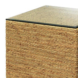 Seagrass & Glass Square Mid Century Modern Side Table Side Tables LOOMLAN By Jamie Young