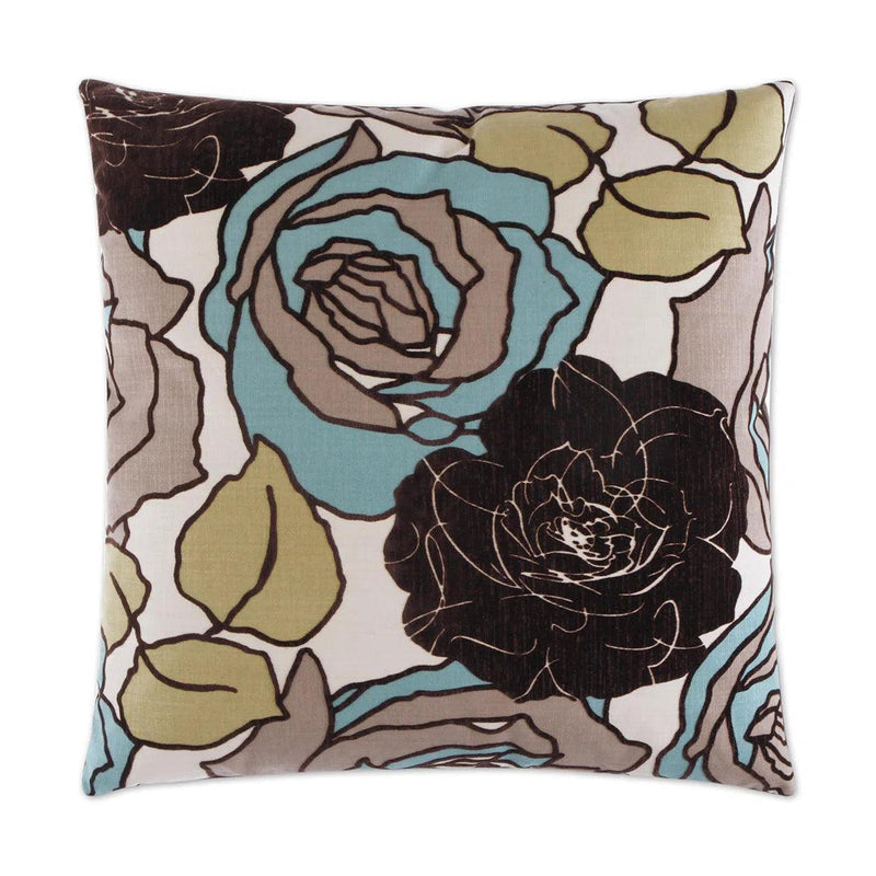 Secret Garden Celadon Multi Color Throw Pillow With Insert Throw Pillows LOOMLAN By D.V. Kap