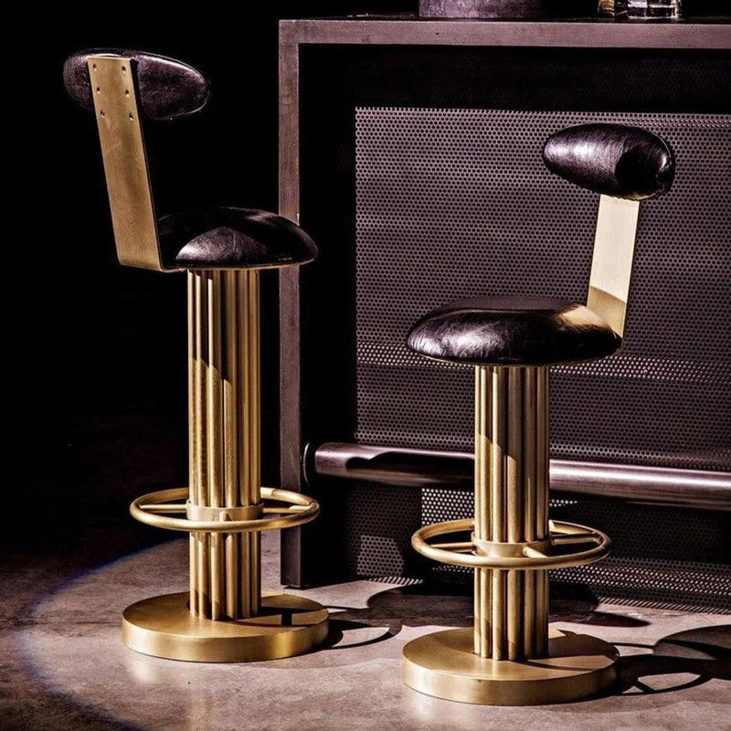 Sedes Bar Stool, Steel with Brass Finish Bar Stools LOOMLAN By Noir