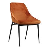 Sedona Amber Modern Orange Velvet Dining Chair Set of 2 Dining Chairs LOOMLAN By Moe's Home